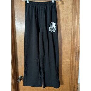 No Boundaries Love Yourself Sweatpants Small 3-5 Black Wide Leg Fleece Cozy Y2K